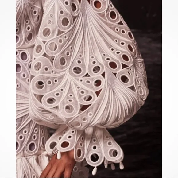 Lace glassy bubble linen wedding ivory gown size XL - Picture 3 of 12